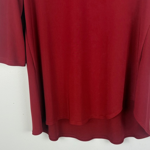 Sympli Classic Chic Burgundy Asymmetrical Cut Out 3/4 Sleeve Size 8 Tunic Blouse - Picture 7 of 8